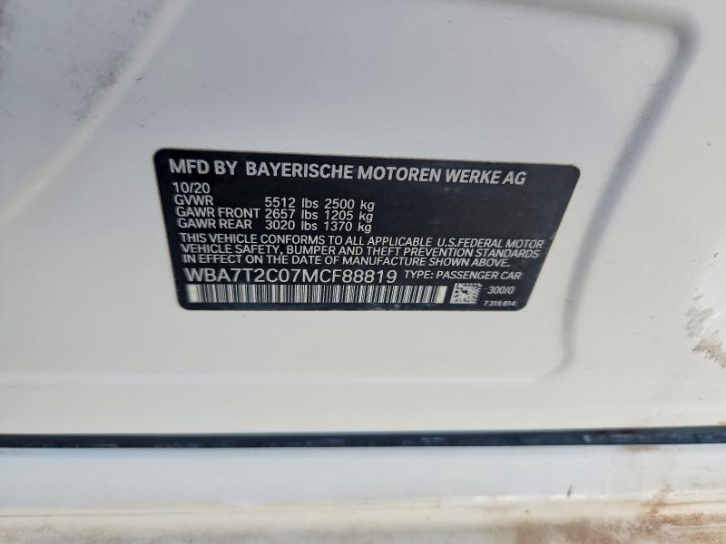 Продаж на аукціоні авто 2021 Bmw 740, vin: WBA7T2C07MCF88819, номер лоту: 59142606