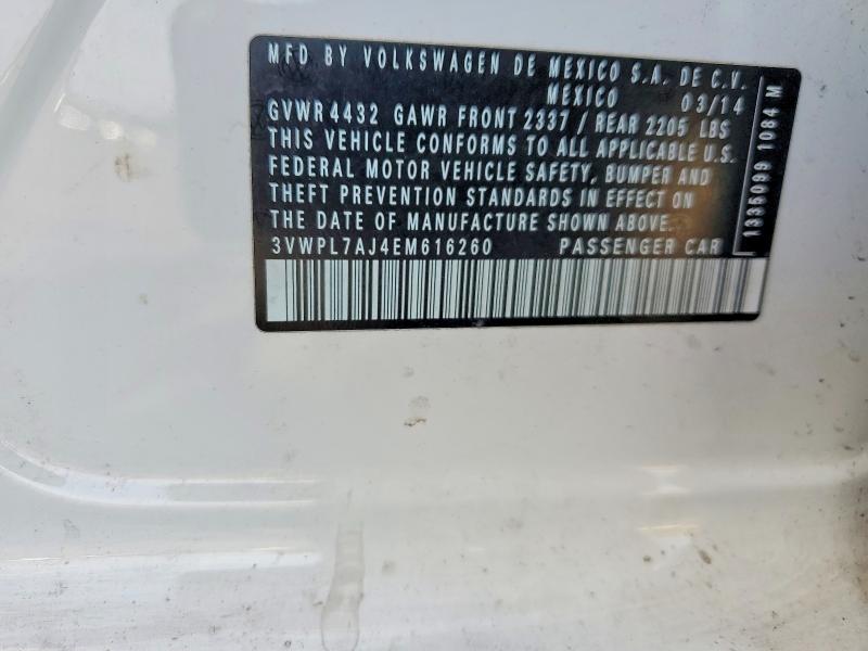 Aukcja sprzedaży 2014 Volkswagen Jetta, vin: 3VWPL7AJ4EM616260, numer aukcji: 57025306