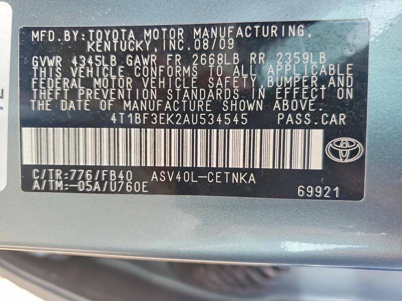 56596856 :رقم المزاد ، 4T1BF3EK2AU534545 vin ، 2010 Toyota Camry مزاد بيع