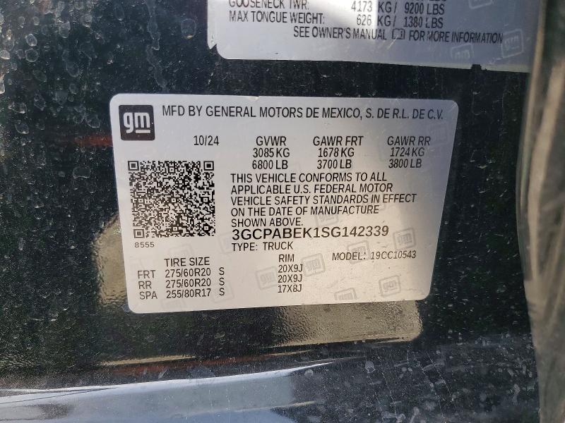 55965296 :رقم المزاد ، 3GCPABEK1SG142339 vin ، 2025 Chevrolet Silverado مزاد بيع
