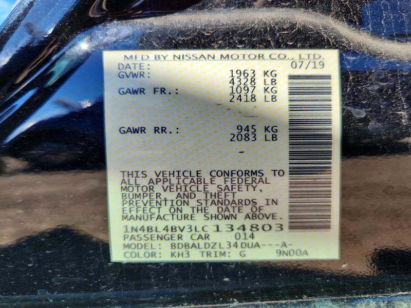 Продажа на аукционе авто 2020 Nissan Altima, vin: 1N4BL4BV3LC134803, номер лота: 55536516