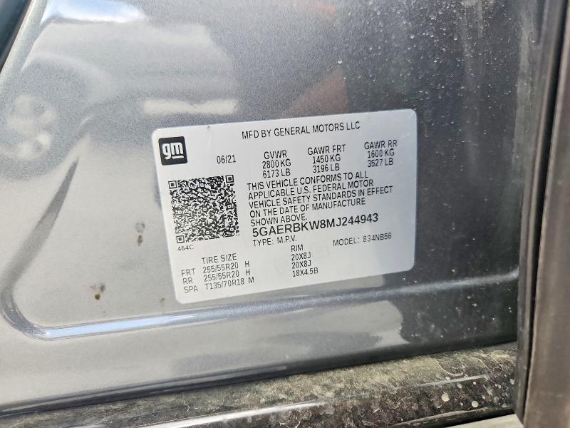 2021 Buick Enclave მანქანა იყიდება აუქციონზე, vin: 5GAERBKW8MJ244943, აუქციონის ნომერი: 55979436