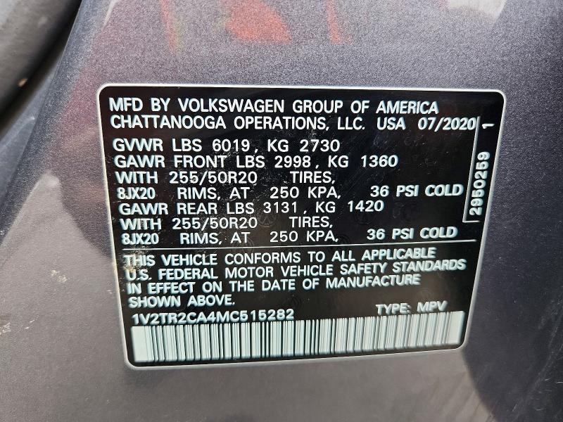 Aukcja sprzedaży 2021 Volkswagen Atlas, vin: 1V2TR2CA4MC515282, numer aukcji: 55469276
