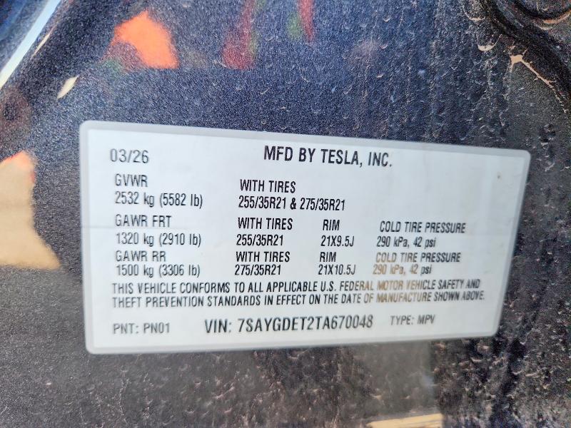 58515006 :رقم المزاد ، 7SAYGDET2TA670048 vin ، 2026 Tesla Model Y مزاد بيع