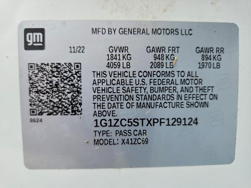 Продажа на аукционе авто 2023 Chevrolet Malibu, vin: 1G1ZC5STXPF129124, номер лота: 56311886