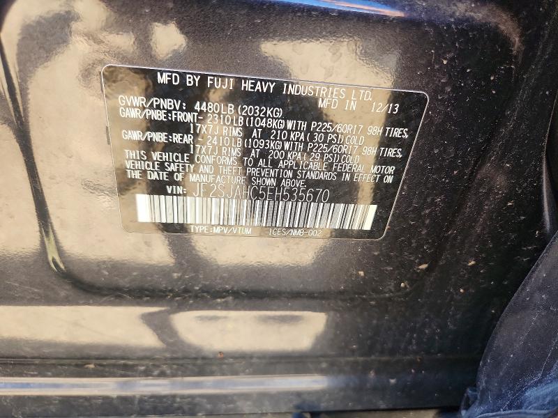 2014 Subaru Forester მანქანა იყიდება აუქციონზე, vin: JF2SJAHC5EH535670, აუქციონის ნომერი: 57651426