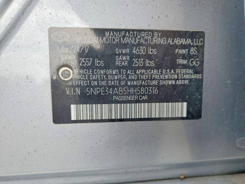 Продаж на аукціоні авто 2017 Hyundai Sonata, vin: 5NPE34AB5HH580316, номер лоту: 58946156