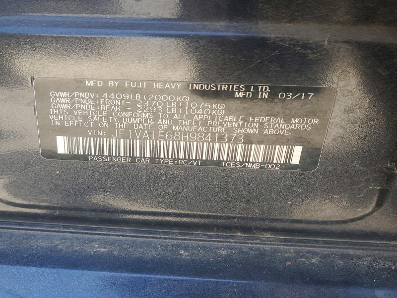 Продажа на аукционе авто 2017 Subaru Wrx, vin: JF1VA1E68H9841373, номер лота: 58218066