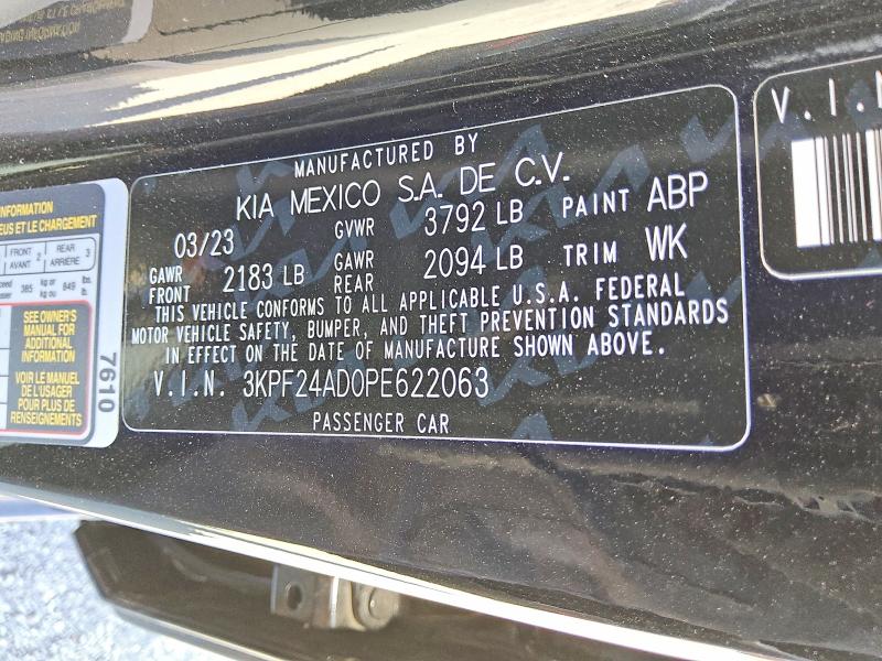 2023 Kia Forte მანქანა იყიდება აუქციონზე, vin: 3KPF24AD0PE622063, აუქციონის ნომერი: 55706176