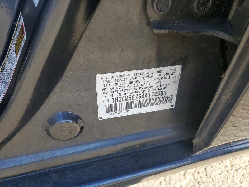 54337736 :رقم المزاد ، 1HGCM56764A174983 vin ، 2004 Honda Accord مزاد بيع