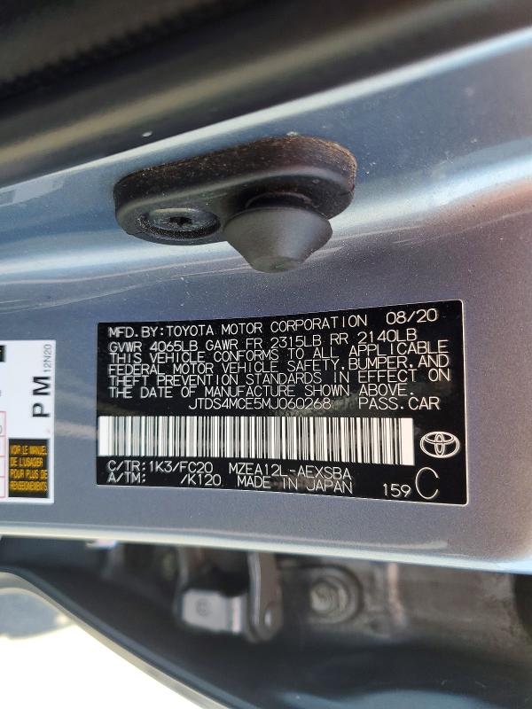 56548916 :رقم المزاد ، JTDS4MCE5MJ060268 vin ، 2021 Toyota Corolla مزاد بيع