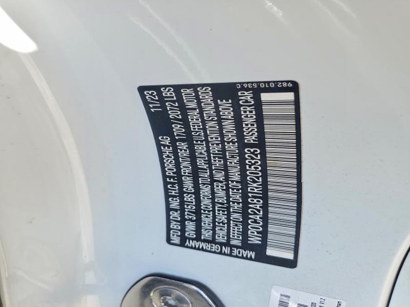 Aukcja sprzedaży 2024 Porsche Boxster, vin: WP0CA2A81RK205323, numer aukcji: 55398256