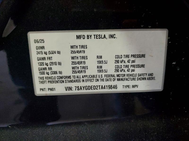 55794046 :رقم المزاد ، 7SAYGDED2TA419846 vin ، 2026 Tesla Model Y مزاد بيع