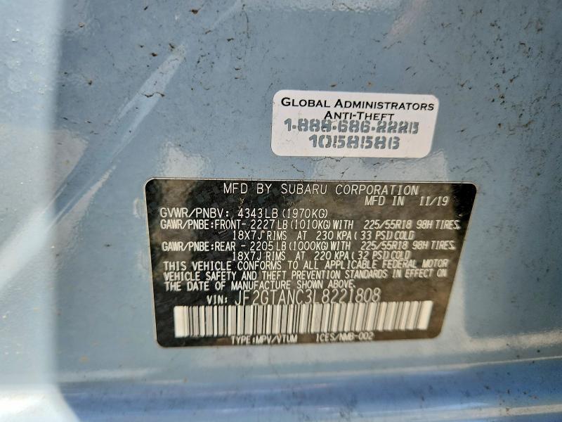 Продаж на аукціоні авто 2020 Subaru Crosstrek, vin: JF2GTANC3L8221808, номер лоту: 57294236