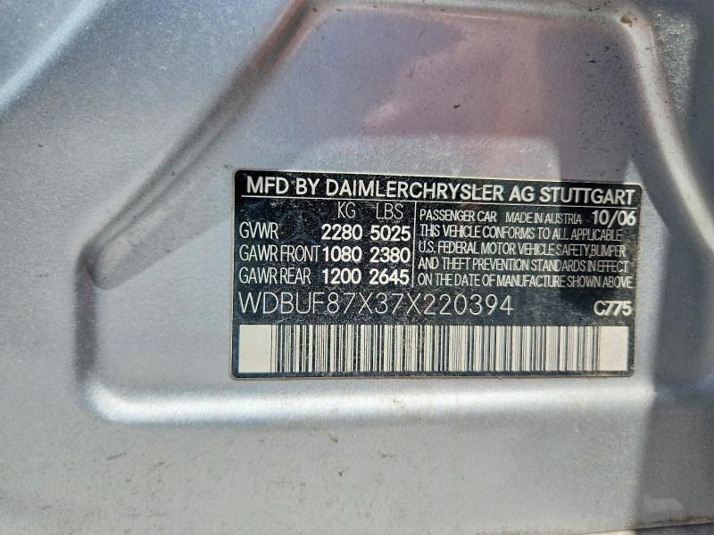Aukcja sprzedaży 2007 Mercedes-benz E, vin: WDBUF87X37X220394, numer aukcji: 55760376