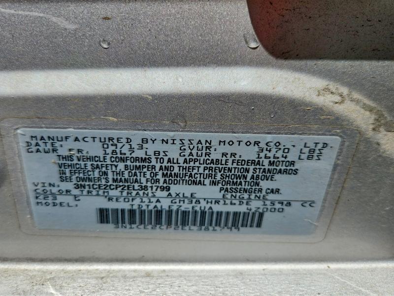 Aukcja sprzedaży 2014 Nissan Versa Note, vin: 3N1CE2CP2EL381799, numer aukcji: 58610846