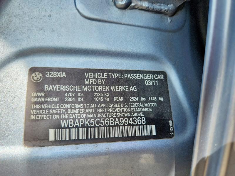 Продажа на аукционе авто 2011 Bmw 328, vin: WBAPK5C56BA994368, номер лота: 56574526