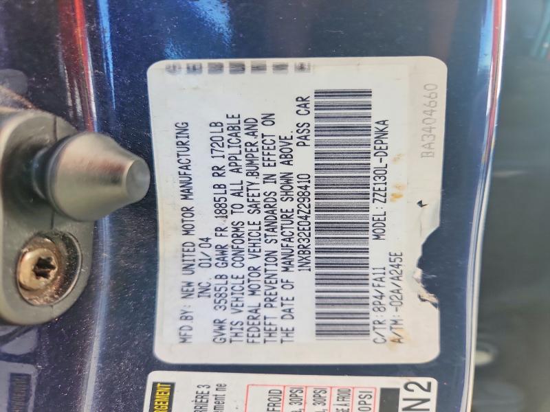 56111916 :رقم المزاد ، 1NXBR32E04Z298410 vin ، 2004 Toyota Corolla مزاد بيع