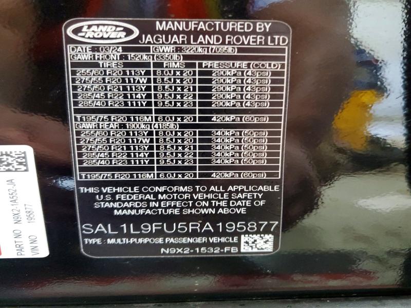 92064135 :رقم المزاد ، SAL1L9FU5RA195877 vin ، 2024 Land Rover Range Rover Sport مزاد بيع