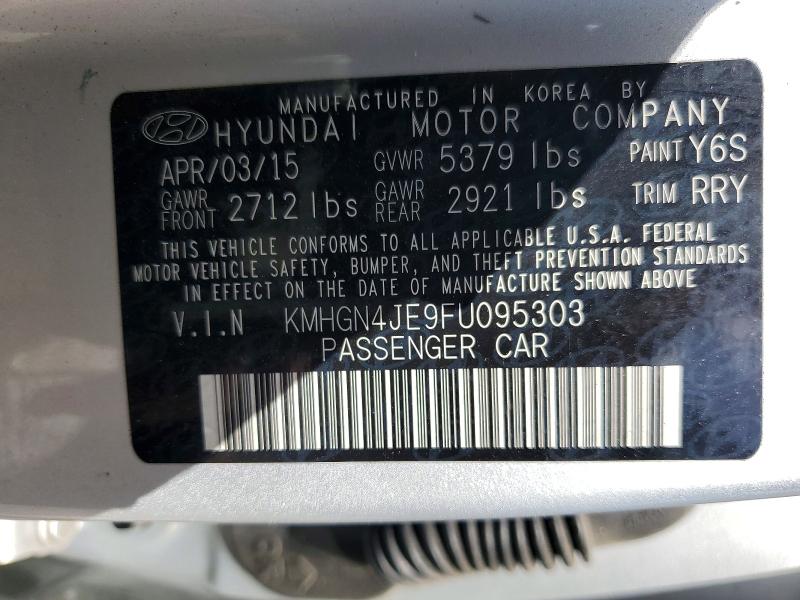 2015 Hyundai Genesis მანქანა იყიდება აუქციონზე, vin: KMHGN4JE9FU095303, აუქციონის ნომერი: 56547536