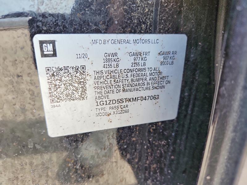 Aukcja sprzedaży 2021 Chevrolet Malibu, vin: 1G1ZD5STXMF047063, numer aukcji: 58054026