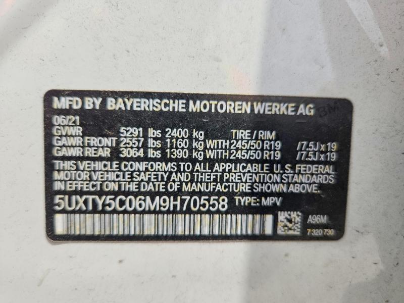 56962756 :رقم المزاد ، 5UXTY5C06M9H70558 vin ، 2021 Bmw X3 مزاد بيع