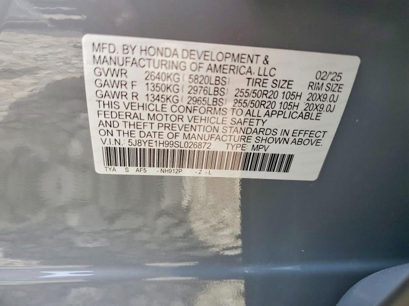 2025 Acura Mdx მანქანა იყიდება აუქციონზე, vin: 5J8YE1H99SL026872, აუქციონის ნომერი: 58026116