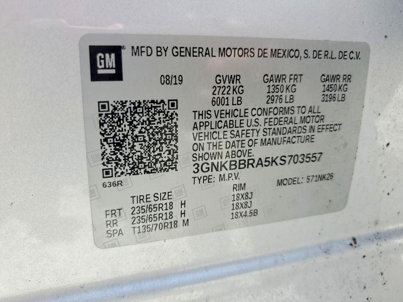 Продаж на аукціоні авто 2019 Chevrolet Blazer, vin: 3GNKBBRA5KS703557, номер лоту: 58874026