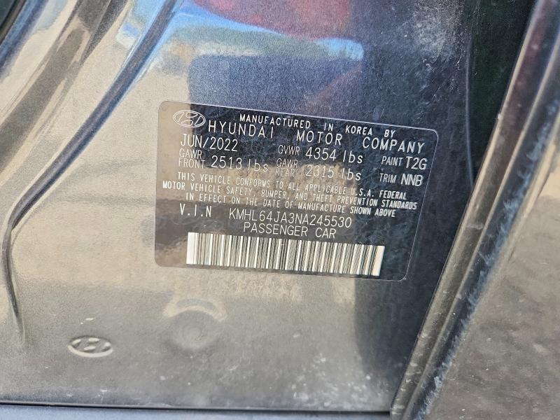 58574156 :رقم المزاد ، KMHL64JA3NA245530 vin ، 2022 Hyundai Sonata مزاد بيع