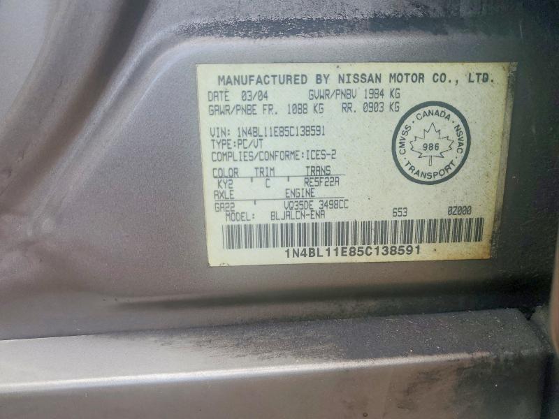 Продажа на аукционе авто 2005 Nissan Altima, vin: 1N4BL11E85C138591, номер лота: 56969406