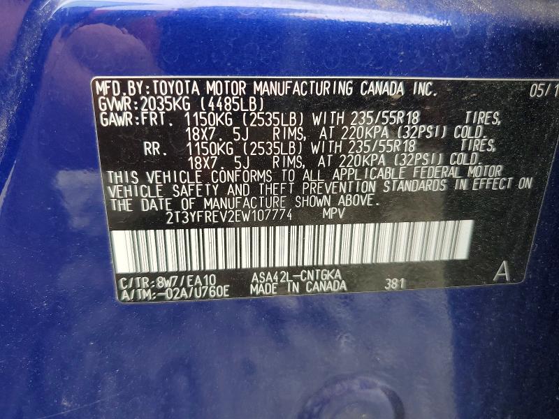 Продажа на аукционе авто 2014 Toyota Rav4, vin: 2T3YFREV2EW107774, номер лота: 55955896