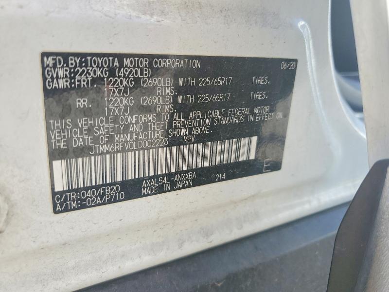 2020 Toyota Rav4 მანქანა იყიდება აუქციონზე, vin: JTMM6RFV0LD002223, აუქციონის ნომერი: 57556906