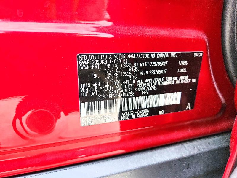 Продаж на аукціоні авто 2021 Toyota Rav4, vin: 2T3K1RFV4MW103758, номер лоту: 56924576