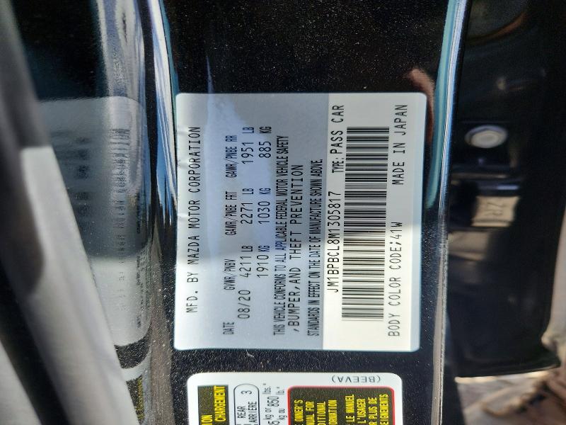Продаж на аукціоні авто 2021 Mazda 3, vin: JM1BPBCL8M1305817, номер лоту: 56104556