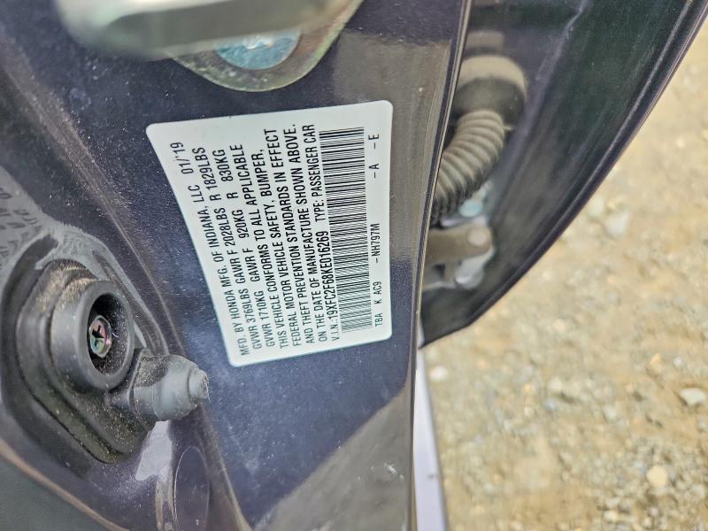 Продаж на аукціоні авто 2019 Honda Civic, vin: 19XFC2F68KE016269, номер лоту: 57899636