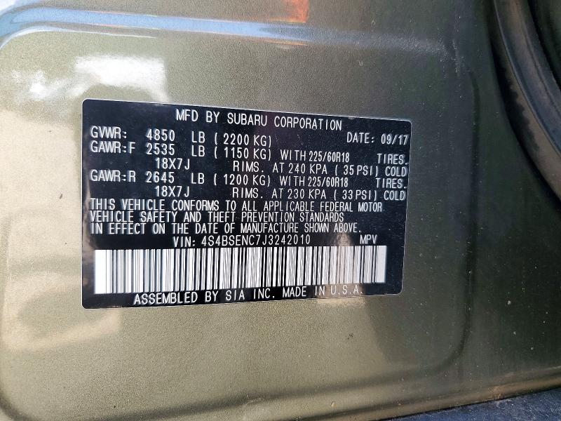 Aukcja sprzedaży 2018 Subaru Outback, vin: 4S4BSENC7J3242010, numer aukcji: 58889436