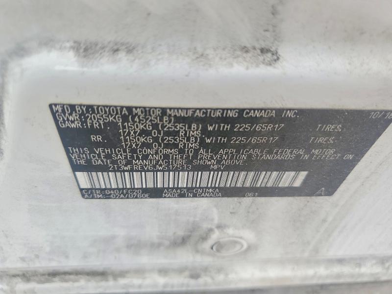 Aukcja sprzedaży 2018 Toyota Rav4, vin: 2T3WFREV6JW517513, numer aukcji: 51214876