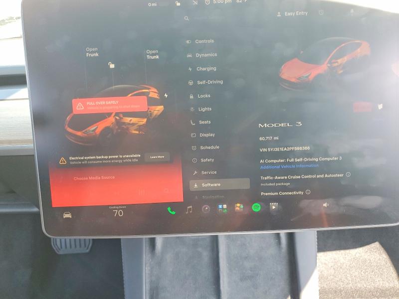 2023 Tesla Model 3 მანქანა იყიდება აუქციონზე, vin: 5YJ3E1EA2PF598366, აუქციონის ნომერი: 55030766