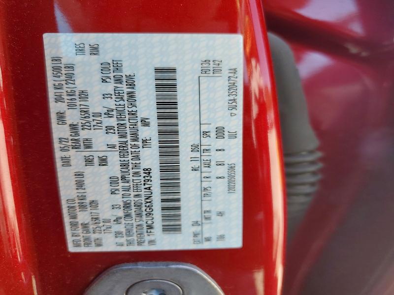 55769706 :رقم المزاد ، 1FMCU9G6XNUA79348 vin ، 2022 Ford Escape مزاد بيع