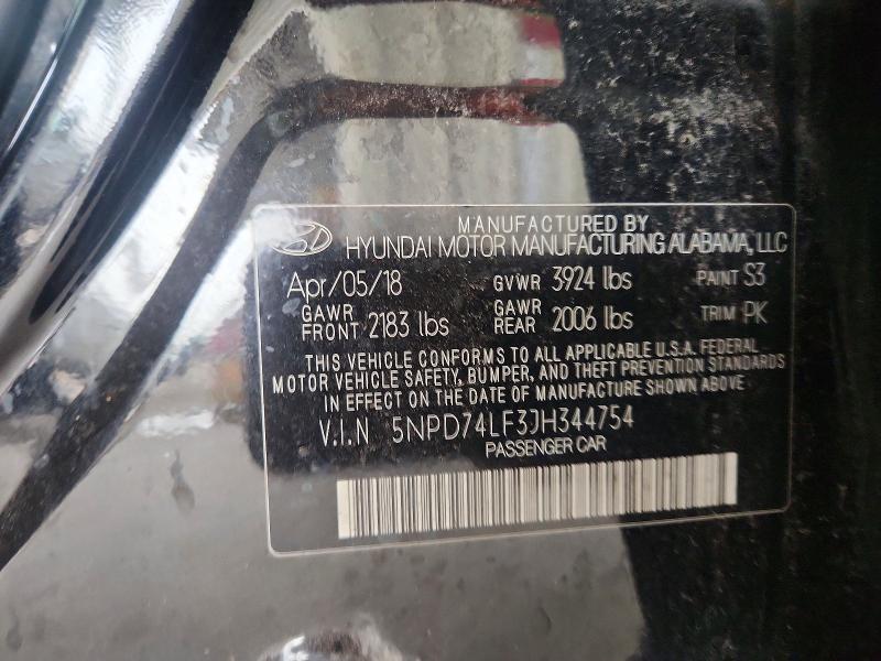 Aukcja sprzedaży 2018 Hyundai Elantra, vin: 5NPD74LF3JH344754, numer aukcji: 55722646