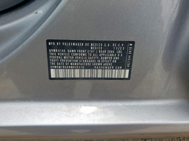 Aukcja sprzedaży 2024 Volkswagen Jetta, vin: 3VWEM7BUXRM035316, numer aukcji: 58778206
