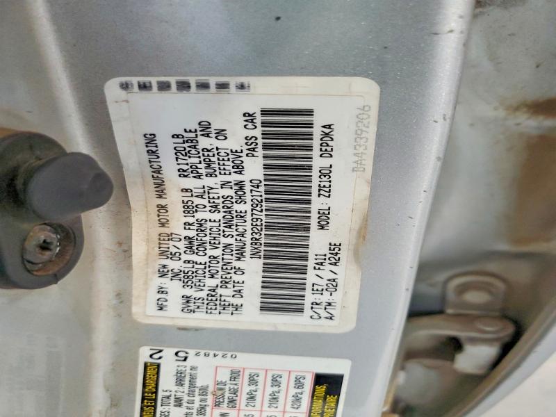 Aukcja sprzedaży 2007 Toyota Corolla, vin: 1NXBR32E97Z921740, numer aukcji: 55945146
