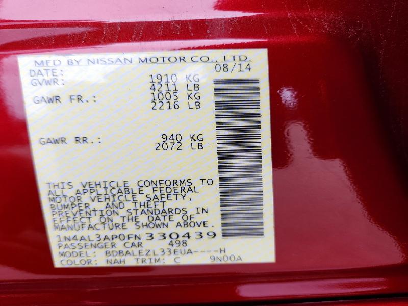 Aukcja sprzedaży 2015 Nissan Altima, vin: 1N4AL3AP0FN330439, numer aukcji: 58008726