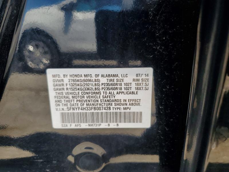 Aukcja sprzedaży 2015 Honda Pilot, vin: 5FNYF4H33FB007428, numer aukcji: 58362486