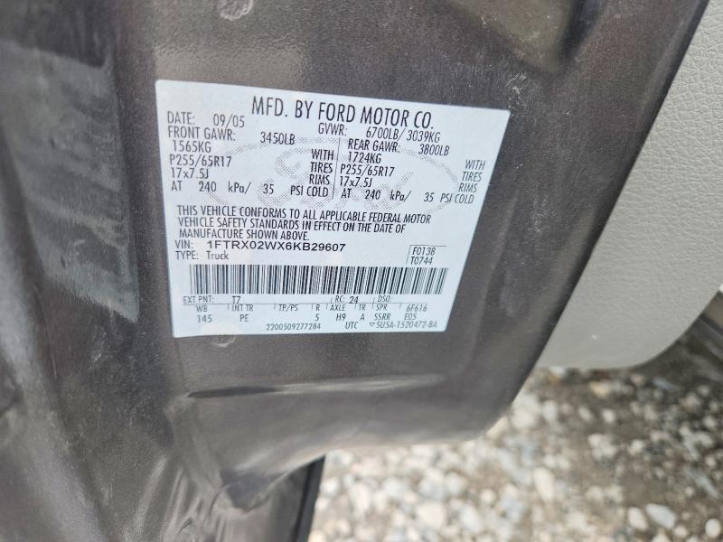 Продажа на аукционе авто 2006 Ford F150, vin: 1FTRX02WX6KB29607, номер лота: 56695426