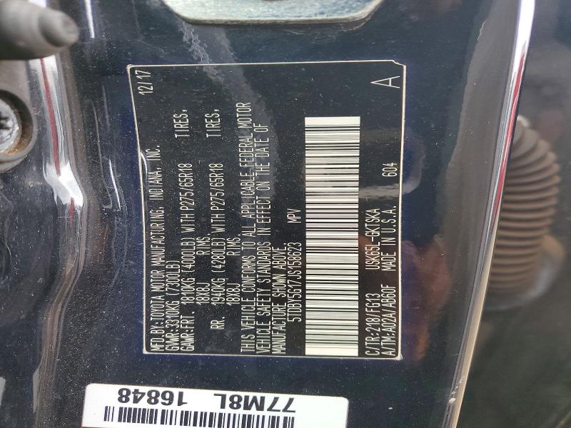 56705806 :رقم المزاد ، 5TDBY5G17JS158623 vin ، 2018 Toyota Sequoia مزاد بيع
