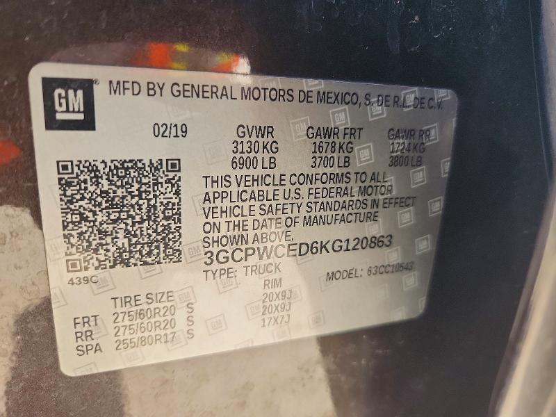 Продаж на аукціоні авто 2019 Chevrolet Silverado, vin: 3GCPWCED6KG120863, номер лоту: 55558786