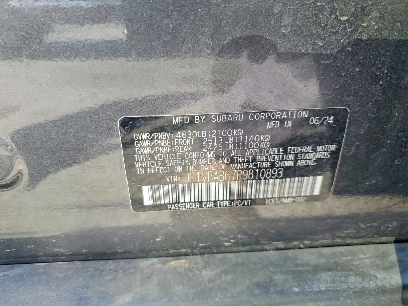 Продажа на аукционе авто 2024 Subaru Wrx, vin: JF1VBAB67R9810893, номер лота: 58648906