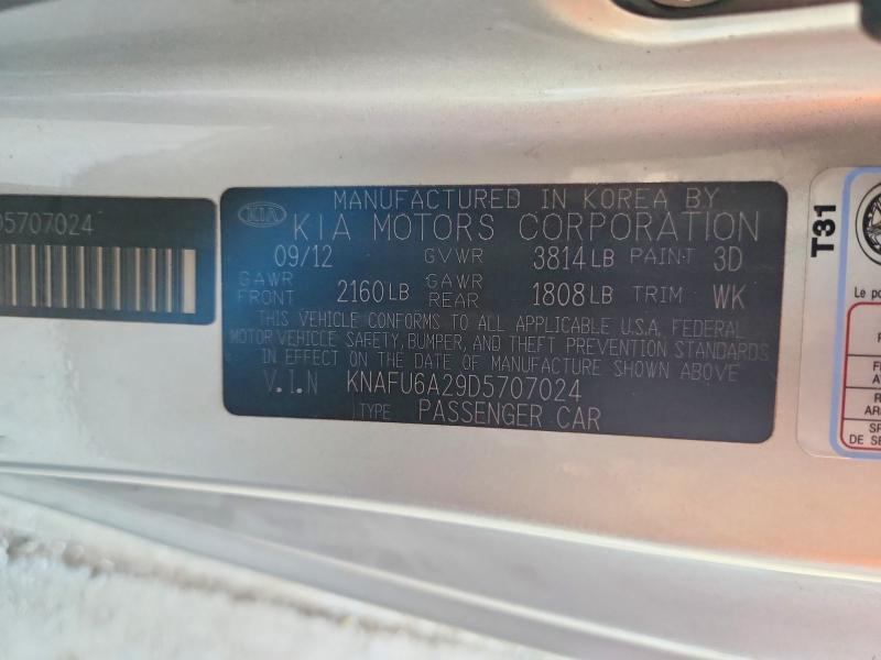 55995436 :رقم المزاد ، KNAFU6A29D5707024 vin ، 2013 Kia Forte مزاد بيع