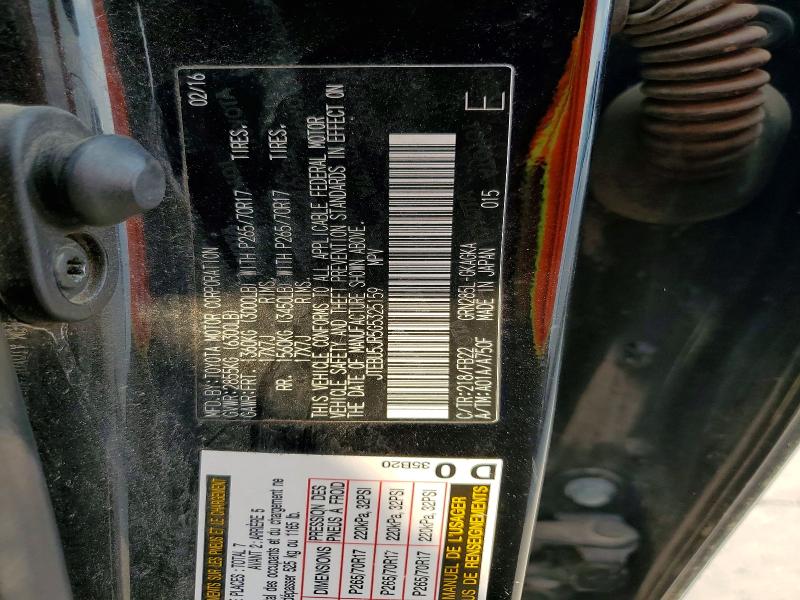 56156986 :رقم المزاد ، JTEBU5JR5G5325159 vin ، 2016 Toyota 4runner مزاد بيع